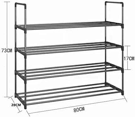 4-Tier Stainless Steel Shoe Rack Storage Organizer to Hold up to 20 Pairs of Shoes (80cm, Black).