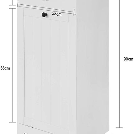 White Bathroom Cabinet with Laundry Basket and Drawer.