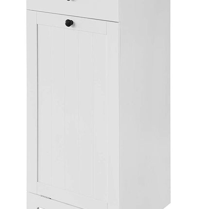 White Bathroom Cabinet with Laundry Basket and Drawer.
