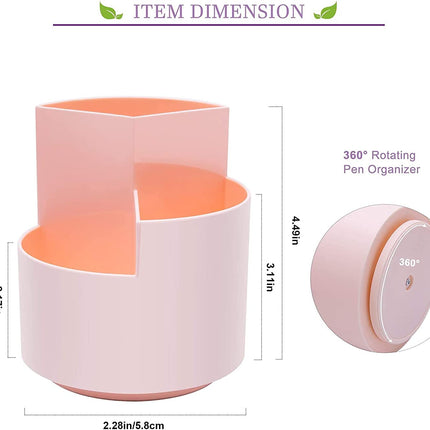 360 degree rotating multi-functional pen holder with 3 separate layer for office desk organiser (Pink).