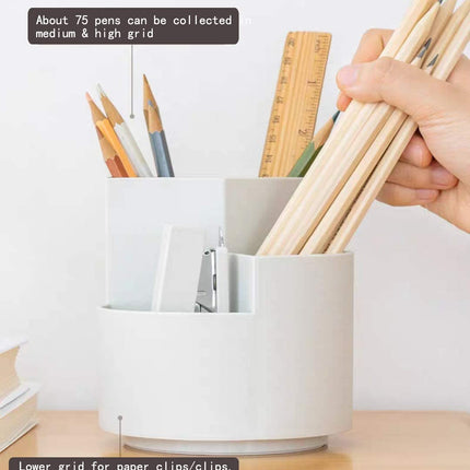 360 degree rotating multi-functional pen holder with 3 separate layer for office desk organiser (Pink).