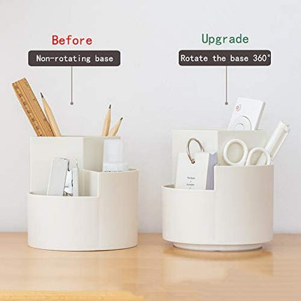 360 degree rotating multi-functional pen holder with 3 separate layer for office desk organiser (Pink).