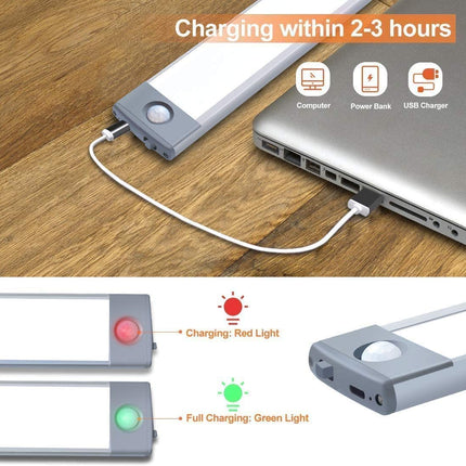 54 LED Rechargeable Under Cabinet Night Lighting for Kitchen and Bedroom (Sliver and White Light).