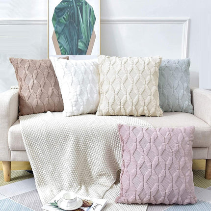 2 Pack Decorative Boho Throw Pillow Covers 45 x 45 cm (White).