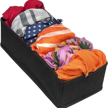 4 Pack Foldable Drawer Dividers Storage Boxes (Black).