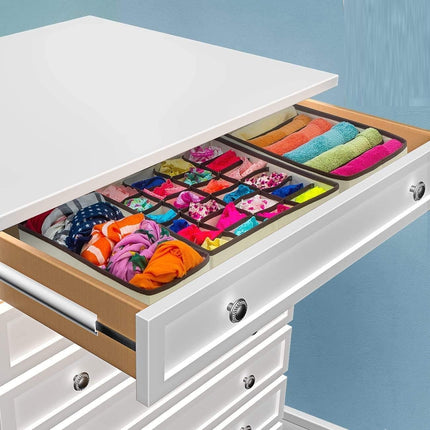 4 Pack Foldable Drawer Dividers Storage Boxes (Black).