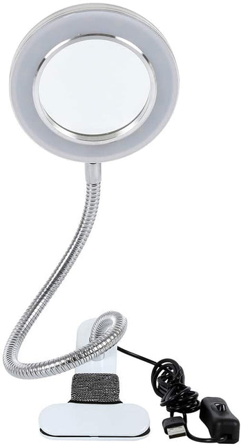 Lighting LED 8X Magnifying Lamp with Metal Clamp 360&deg; Flexible Gooseneck and USB Plug Design for Tattoo, Manicure and Reading.