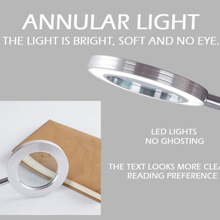 Lighting LED 8X Magnifying Lamp with Metal Clamp 360&deg; Flexible Gooseneck and USB Plug Design for Tattoo, Manicure and Reading.
