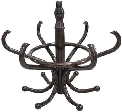 Brown Coat Rack with Stand Wooden Hat and 12 Hooks Hanger Walnut tree.
