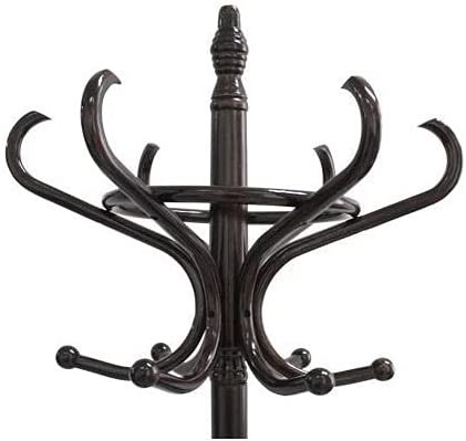 Brown Coat Rack with Stand Wooden Hat and 12 Hooks Hanger Walnut tree.