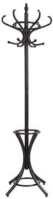 Brown Coat Rack with Stand Wooden Hat and 12 Hooks Hanger Walnut tree.