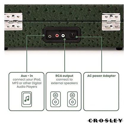 Crosley Cruiser Plus Bluetooth Turntable 3 Speed Ostrich Green.