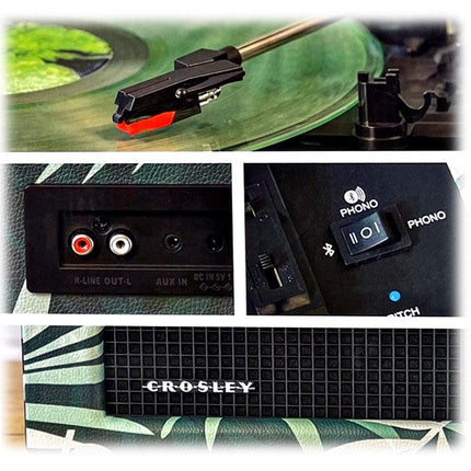 Crosley Voyager Turntable Record Player 3 Speed Bluetooth Tropical Fern Green.