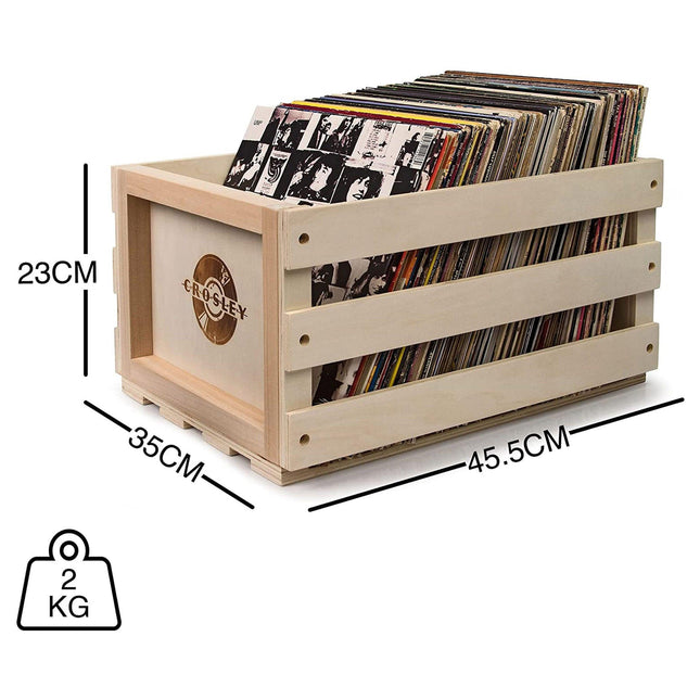 Twin Pack Crosley Vinyl LP Record Storage Crate Natural Wood.