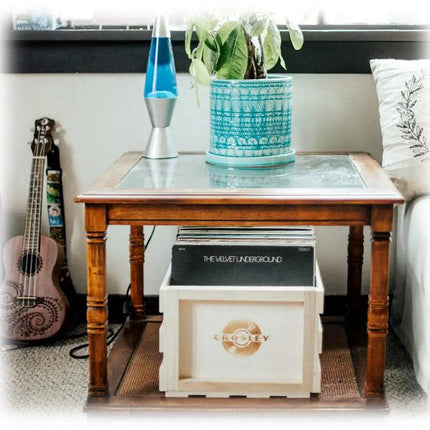 Twin Pack Crosley Vinyl LP Record Storage Crate Natural Wood.