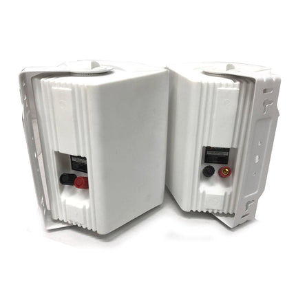 New Audioline Indoor Outdoor Speaker Pair 3-Way 4\" Bookshelf Wall / Ceiling Mount.