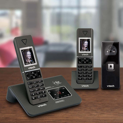 VTech 15951 Twin DECT 6.0 Cordless Home Phone w Video Doorbell Answering Machine.