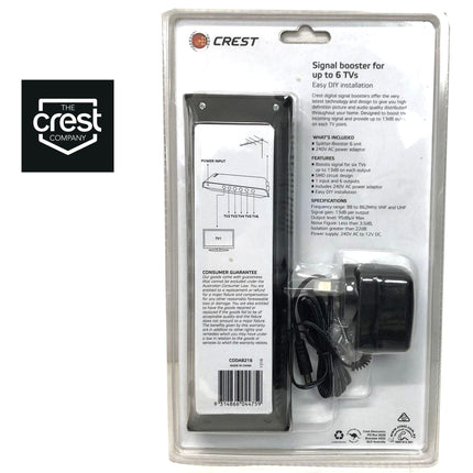 Crest UHF VHF Digital TV Signal Splitter Distributor 6 Outputs.