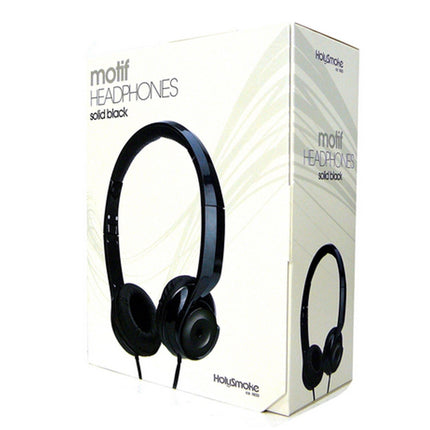 Black Holysmoke Motif On Ear Foldable Headphones.