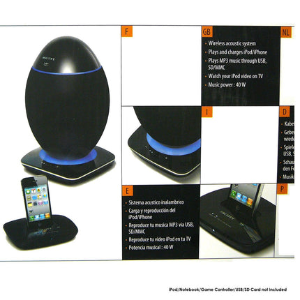 Scott 2.4Ghz Wireless OVE Speaker System USB SD Bluetooth 20w RMS.