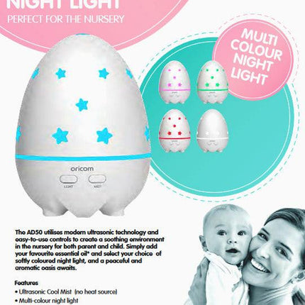 Oricom Aroma Diffuser Humidifier & Night Light Baby Kids Room AD50.