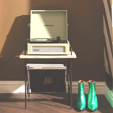 Crosley Wiltshire Turntable Stand Modern Retro White Wash Wood.