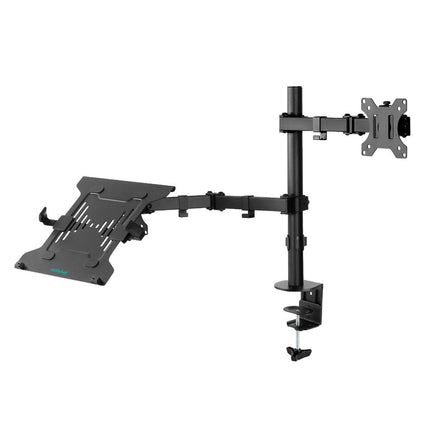 activiva Dual-Screen Articulating Monitor Arm with Interchangeable Laptop Holder.