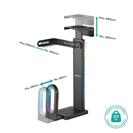 activiva RGB Ultra-Wide Adjustable Wall & Under-Desk Gaming PC Mount.