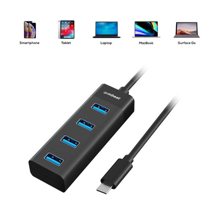 mbeat 4-Port USB-C Hub with USB-C DC Port.