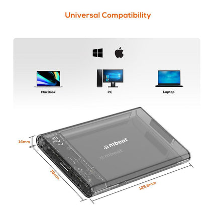 mbeat A1 See-Through Tool Free USB 3.0 2.5" SATA HDD Enclosure - Black.