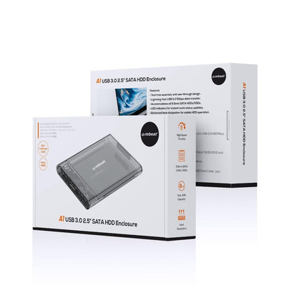 mbeat A1 See-Through Tool Free USB 3.0 2.5" SATA HDD Enclosure - Black.
