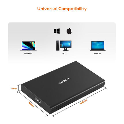 mbeat A2 Slim Tool-Free USB 3.0 2.5" SATA HDD Enclosure - Black.
