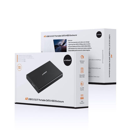 mbeat A2 Slim Tool-Free USB 3.0 2.5" SATA HDD Enclosure - Black.