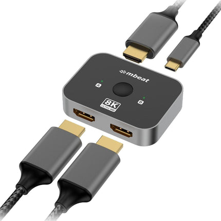 mbeat 8K Bi-directional HDMI 2.1 Switch 2 In 1 Out/1 In 2 Out.
