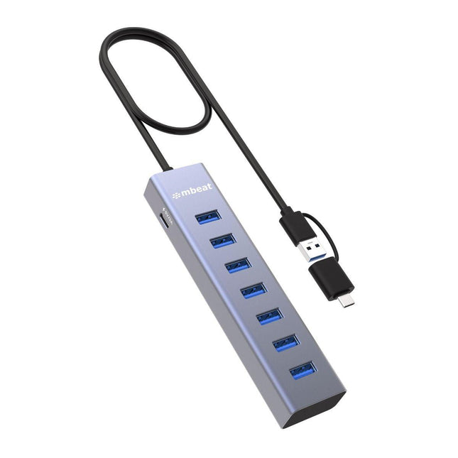 mbeat 7-Port USB Hub with Dual USB-A & USB-C Connector.