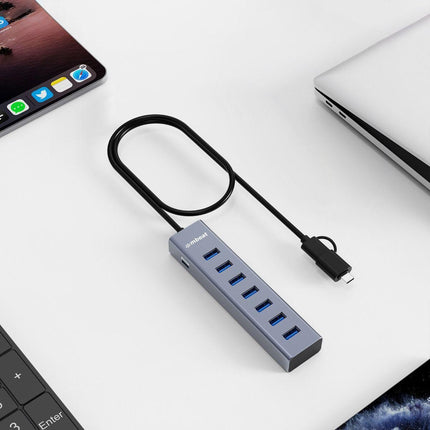 mbeat 7-Port USB Hub with Dual USB-A & USB-C Connector.