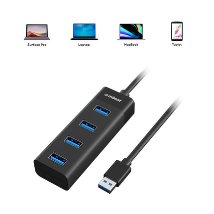mbeat 4-Port USB 3.0 Hub - Black.