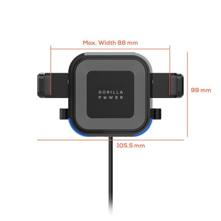 mbeat Gorilla Power 10W Wireless Car Charger With 2.4A USB Charging, Air Vent Clip & Windshield Stand.