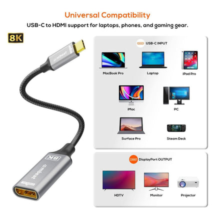mbeat Tough Link 8K USB-C to DP Adapter - Space Grey.