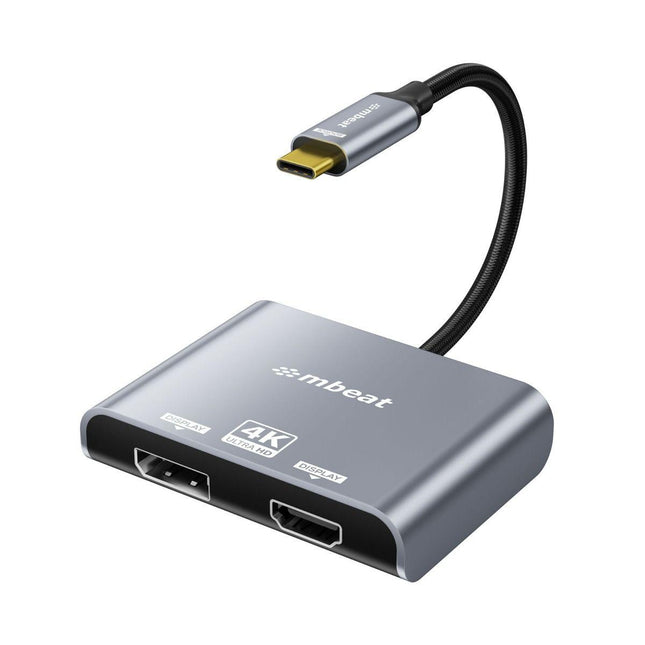 mbeat Tough Link USB-C to DP&HDMI Dual 4K/60Hz MST Adapter - Space Grey.