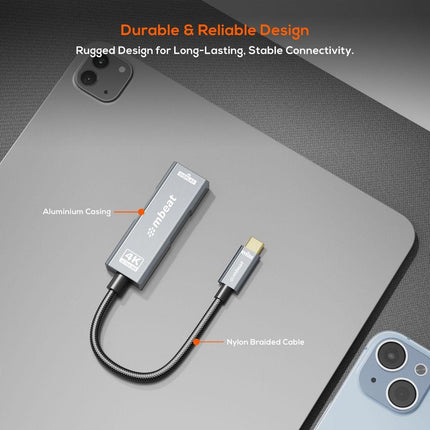 mbeat Tough Link USB-C to DP Adapter with 100W PD - Space Grey.