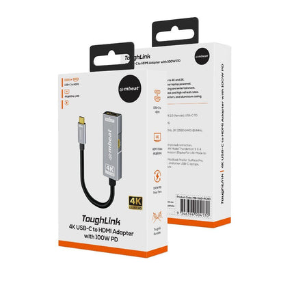 mbeat Tough Link USB-C to HDMI Adapter with 100W PD - Space Grey.