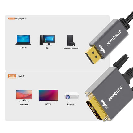 mbeat Tough Link 1.8m DisplayPort to DVI-D Cable.