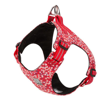 Floral Doggy Harness Red 3XS.