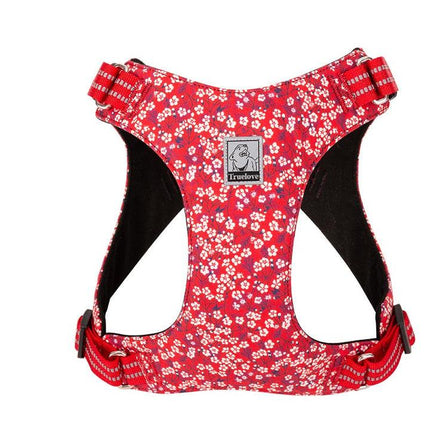 Floral Doggy Harness Red 3XS.