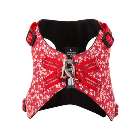 Floral Doggy Harness Red 3XS.