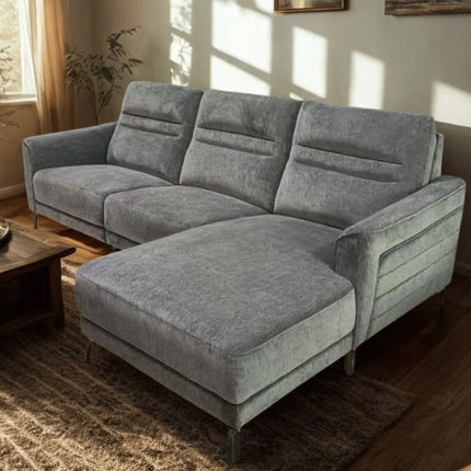 Arizona Charcoal Grey L-Shaped Chaise Sofa.