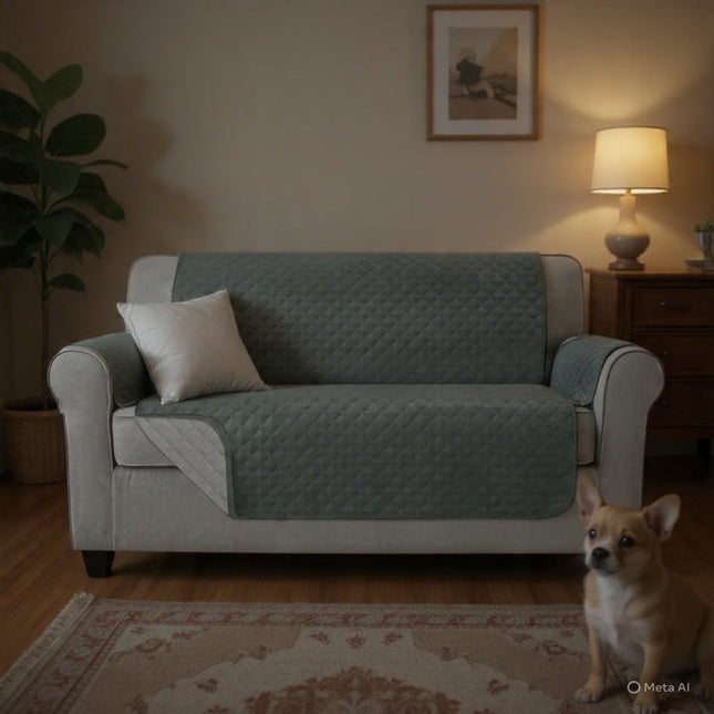 Sofa Cover Couch Cover 3 Seater Reversable Grey.