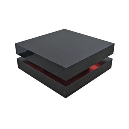 Modern Large High Gloss Coffee Table With LED Lights Black.