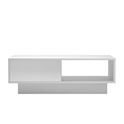 LED High Gloss Top White Coffee Table With Single Drawer.